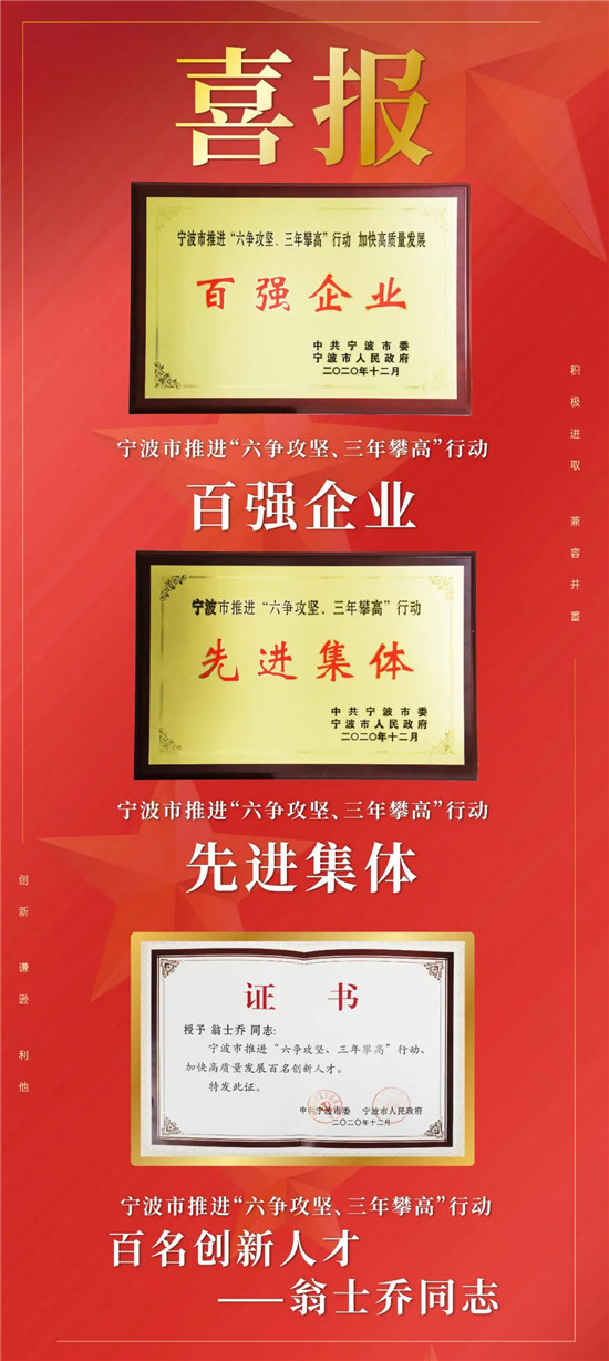 喜报 | 宁波三生荣获三项新荣誉
